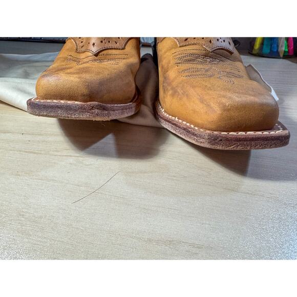 JUSTIN Made in USA Pink & Brown Leather Square Toe Boots Women's Size 7.5 B - Picture 7 of 11